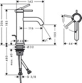 HANSGROHE HG Tecturis S WTM 110 CoolStart EcoSmart with pull-rod pop-up waste set chrome – 73314000