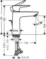 HANSGROHE HG Talis E 110 WTM with drain matt black – 71710670