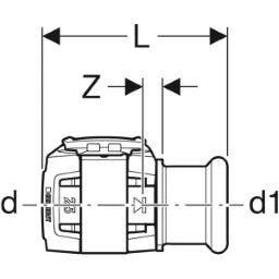 GEBERIT GE FlowFit Transition Mapress Stainless Steel with Press-Sleeve, d20 x 15mm – 620.347.00.1