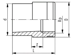 FISCHER GEORG GF Reduktionsnippel PP-H d 25x1/2" IG   – 727910437