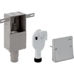 GEBERIT GE UP Siphon fuer Geraete mit UP-Kasten 2 Anschluesse, Abdeckplatte Edelstahl   – 152.233.00.1