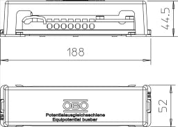 OBO Potential Equalization Busbar for Outdoor Use 50x5mm Stainless Steel, A2 1.4301 – 5015111