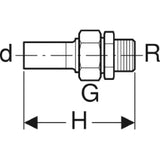 GEBERIT GE Mapress ES Transition Fitting with Union Nut made of Brass d28mm x R1 and EE – 35407