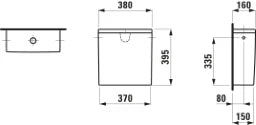 LAUFEN Laufen Kartell Cistern 82933.2 6/3 or 4.5/3 l, side, white - H8293320009721
