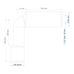 POLOPLAST PO Siphon Bend long POLO-KAL DN 40-50/32 (1 1/4") – 02250