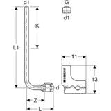 GEBERIT GE FlowFit Metal Connection Bend SiBr/Cu 90 Deg. for EK, d16 x G3/4 x 15mm L30cm – 619.400.22.1