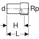 GEBERIT GE Mapress Edelstahl Uebergang mit Einschubende d54mm x Rp1/2, L7,9cm  – 33854