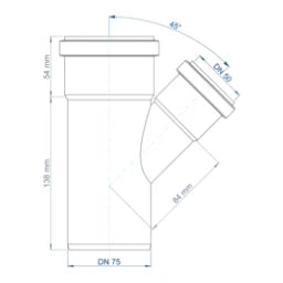 POLOPLAST PO Abzweig POLO-KAL NG DN 75/50/45Grad   – 02218