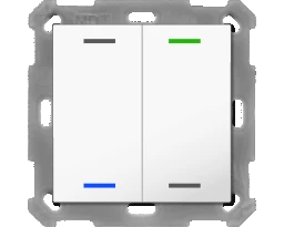 MDT KNX Taster Light 55 x 55 mm 2fach RGBW, mit Temp., reinweiß gl., Neutral   – BE-TAL55T2.01
