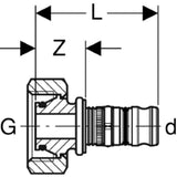 GEBERIT GE Mepla Anschluss fuer Eurokonus gerade d20mm x G3/4, vernickelt   – 612.623.00.5