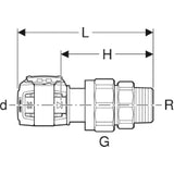 GEBERIT GE FlowFit Transition Fitting SiBr with male thread d32mm x R1 1/4 – 620.593.00.1