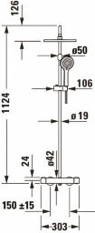 DURAVIT DU Shower System 1000 MinusFlow Shower Thermostat, Polished Gold – TH4282008034
