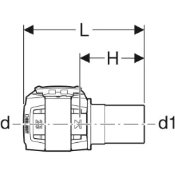 GEBERIT GE FlowFit Transition Mapress RG+ with Push-fit End, d25 x 22mm – 620.232.00.1