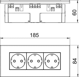 OBO Steckdoseneinheit Modul 45, 3fach 84x185 x59mm Polycarbonat reinweiß RAL 9010  – 6119414