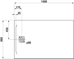 LAUFEN Laufen Passion Duschwanne aus Marbond 140x90x4,2cm,Ablauf kurze Seite,weiß   – BPPABTL140.90WK
