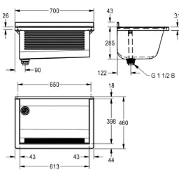 KWC AUSTRIA KWC Sirius Utility Sink 700x328x460mm Wall-mounted, Stainless Steel, silk matt, without overflow – 2030045749
