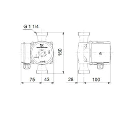 GRUNDFOS Grundfos Circulating Pump UP 20-30 N 150mm 1x230V G1_1/4 – 59643500