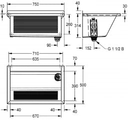 KWC AUSTRIA KWC Sirius Waschtrog 750x354x500mm Wandmont., CNS, seidenm., o Überlauf   – 2030045754