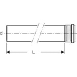 GEBERIT GE Silent-PP Rohr mit Muffe d75mm, L200cm   – 390.306.14.1