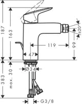 HANSGROHE HG Logis Bidet Mixer chrome – 71200000