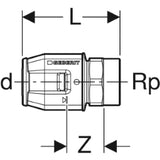 GEBERIT GE PushFit Transition IG Brass d20mm x Rp3/4 – 651.562.00.1