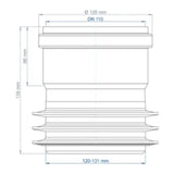 POLOPLAST PO Transition from Spigot to Socket of other Material POLO-KAL DN 110/120-131mm – 02865