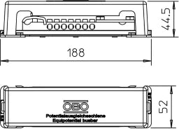 OBO Potentialausgleichsschiene 188mm Messing grau  – 5015073
