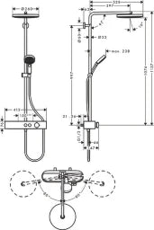 HANSGROHE HG Pulsify 260 1-jet EcoSmart Showerpipe with Exposed Shower Thermostat, Chrome – 24221000