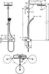 HANSGROHE HG Pulsify 260 1-jet EcoSmart Showerpipe with Exposed Shower Thermostat, Chrome – 24221000