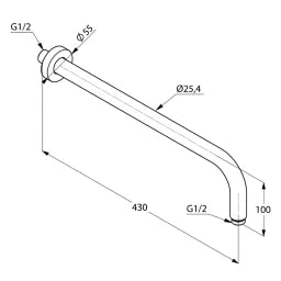 KLUDI Kludi A-QA Wall Shower Arm 400 mm brushed gold – 66514N0-00