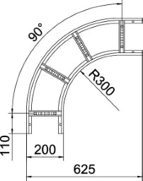OBO Bogen 90° für Kabelleiter 60x200 Stahl b andverzinkt  – 6225042