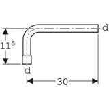 GEBERIT GE Trap Extension 90 deg., d32mm, white, with Socket – 119.060.11.1