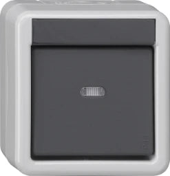 GIRA KNX Push-button sensor 1-gang with control LED + 1-gang white glossy surface-mounted grey – 515130