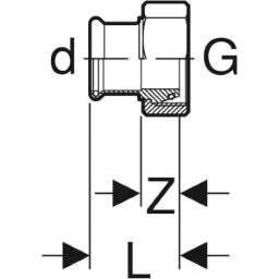 GEBERIT GE Mapress Stainless Steel Gas Transition with Union Nut, Conical Sealing d22mmxG1 3/8 – 34161