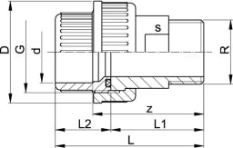FISCHER GEORG GF Übergangsverschraubung PVC-U/1.4404 d 32x1" AG, Dichtung EPDM   – 721540708