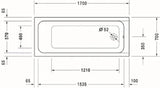 DURAVIT Duravit D-Code Bathtub Rectangular 1700x700mm, drain at foot end - 700098000000000