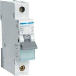 HAGER MCB 1-pole 6kA B-13A 1M – MBN113