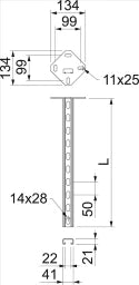 OBO Drop Rod with Welded Base Plate 41x21x300 Steel Hot-Dip Galvanized – 6342752