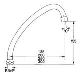 STROHM-MOFÉM ZRT. Teka Spout 3/4" chrome, 130mm 18mm, flat seal – 1004181