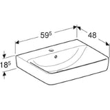GEBERIT SANITAER Geberit Renova Plan AWT 60x48cm weiß mit Hahnloch, mit Überlauf   – 501.721.00.1