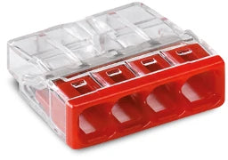 WAGO COMPACT Verbindungsdosenklemme 4-polig max. 2,5 mm², transparent/rot   – 2273-204