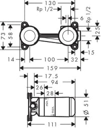 HANSGROHE HG Axor 2-Hole Basin Mixer Basic Set for Concealed Installation DN15 – 13623180