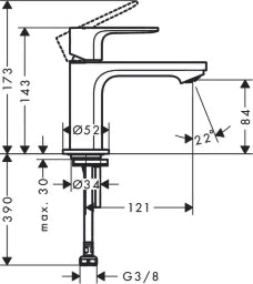 HANSGROHE HG Standventil 80 Rebris S chrom  – 72503000