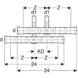 GEBERIT GE Mapress Carbon Steel Crossover Pair RP-K/RL right-left d15 x 15mm galvanized – 24002