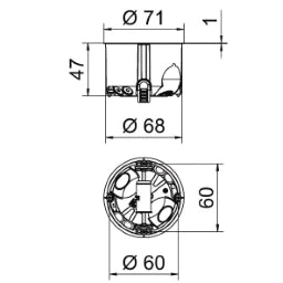 OBO Hohlwanddose luftdicht für Brandschutzwä nde Ø68mm, H47mm Polypropylen / Thermopl  – 7204320
