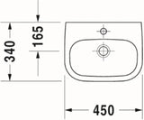 DURAVIT Duravit D-Code Hand-rinse basin 450x340mm with overflow, with tap platform, white – 7054500002