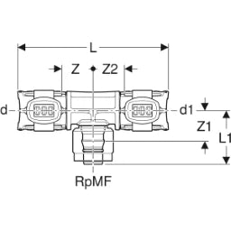 GEBERIT GE FlowFit Transition Tee Masterfix PPSU d16 x RpMF1/2 x 16mm – 620.380.00.1
