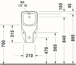 DURAVIT Duravit D-Code Urinal, Zulauf von hinten weiß   – 0829300000