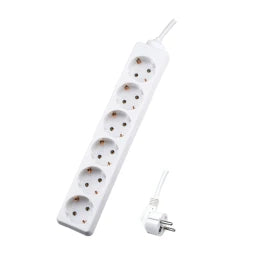 SKYLAND 6-way Power Strip with 1.4m Cable 3x1mm², 45° Angled, White – S26014