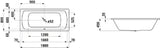 LAUFEN Laufen Pro Steel Bathtub, center drain, 180x80x45cm, without anti-slip, white – H2279500000401